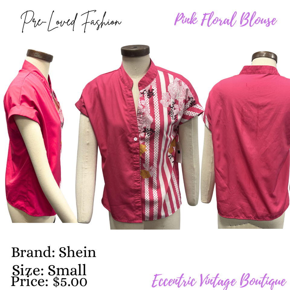 Pink floral blouse
