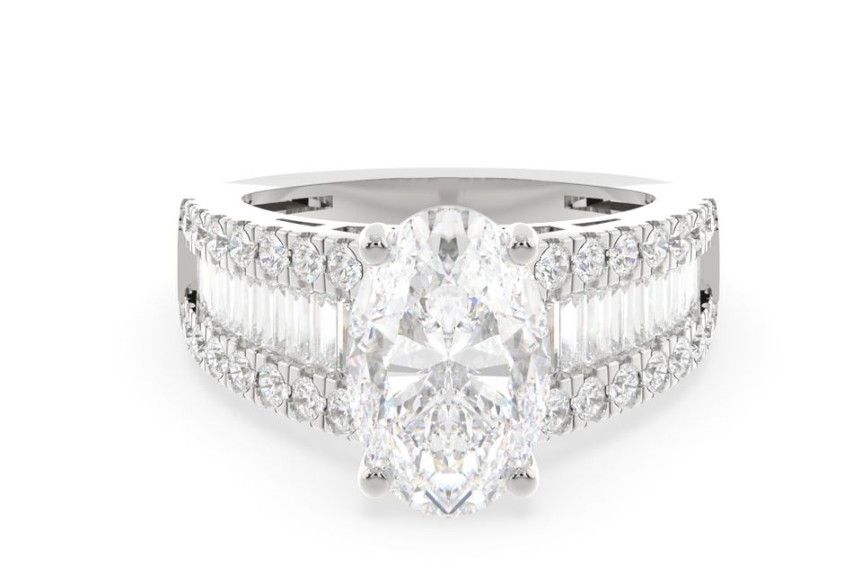 Oval baguette lab ring