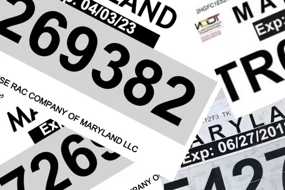 Maryland temp tags