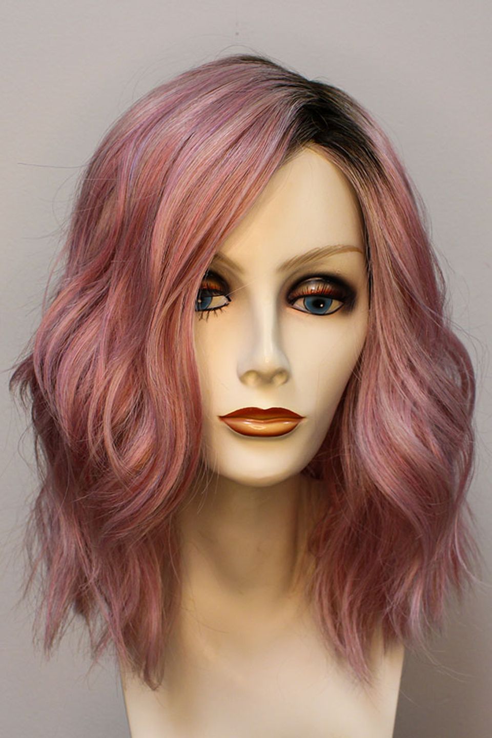 Pink with black roots bob 1