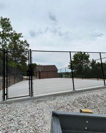 Galvanized chain link fence basketball court