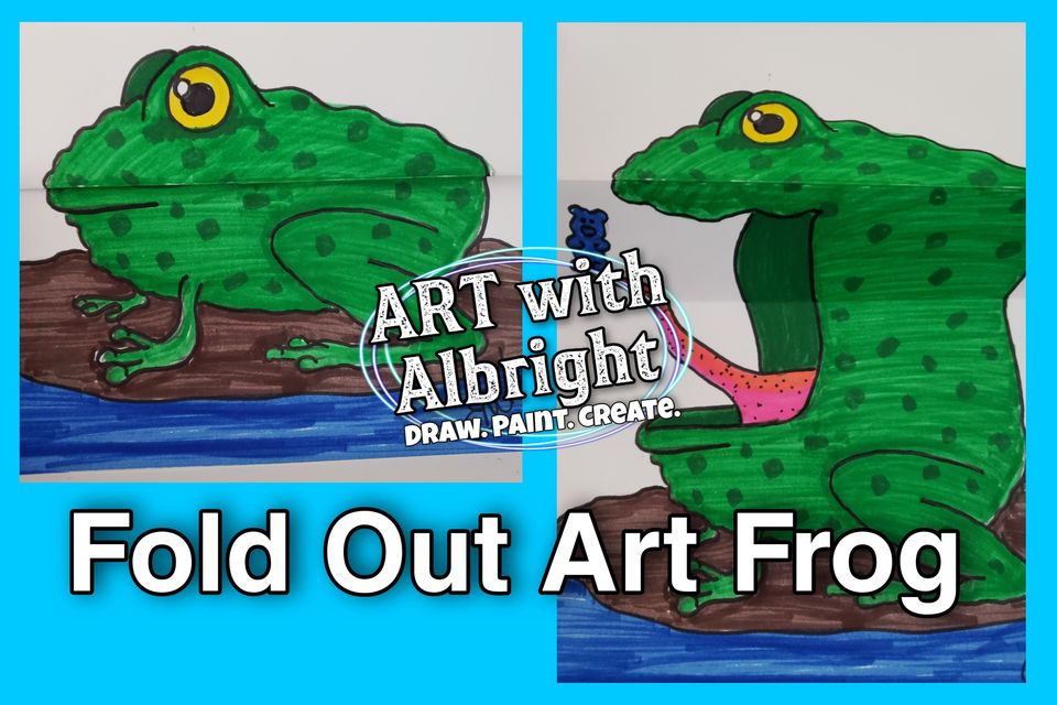 Fold out frog eating gummy bear art with Albright