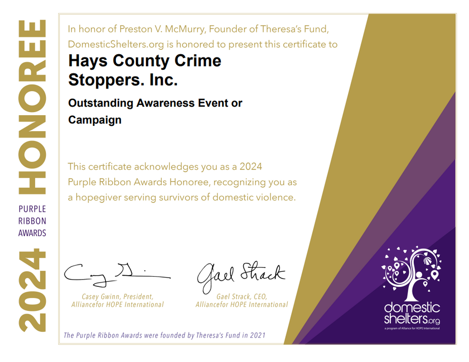 Purple ribbon honoree