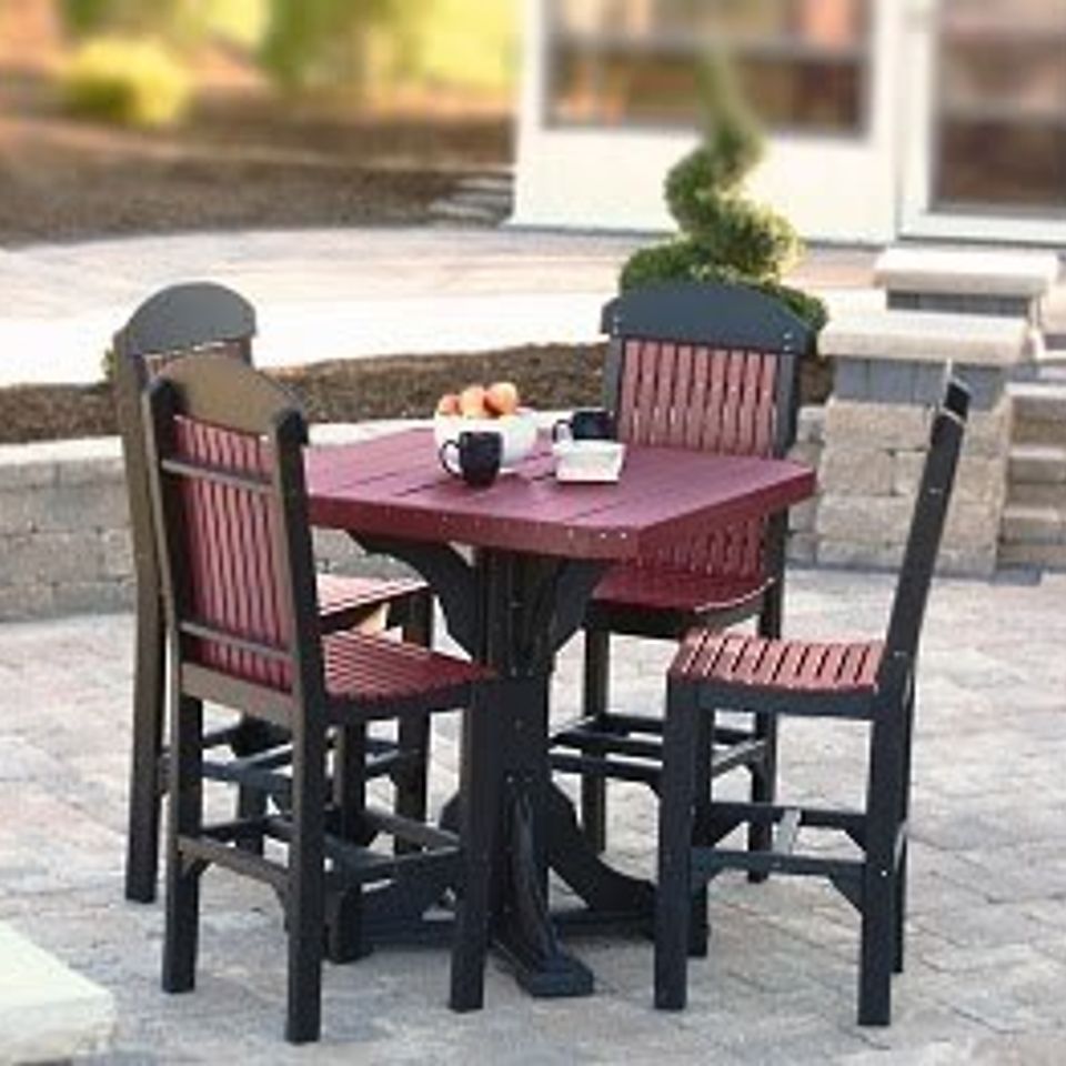 Sunrise poly lawn   hardwood furniture   paden  oklahoma   luxcraft outdoor dining collection   41 inch square table set cherrywood   black20180516 738 1iet9qv