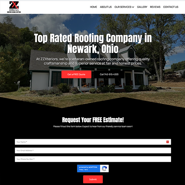 Zzxteriors website design example