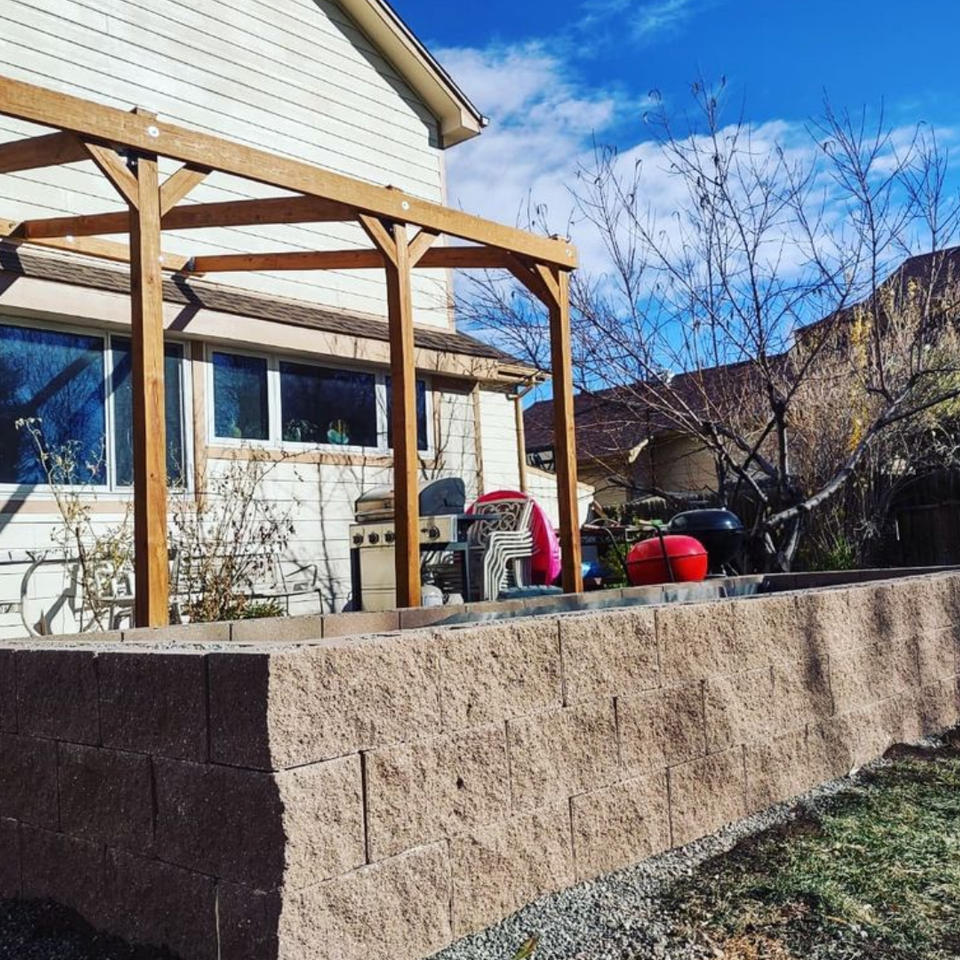 Block wall raised garden bed.