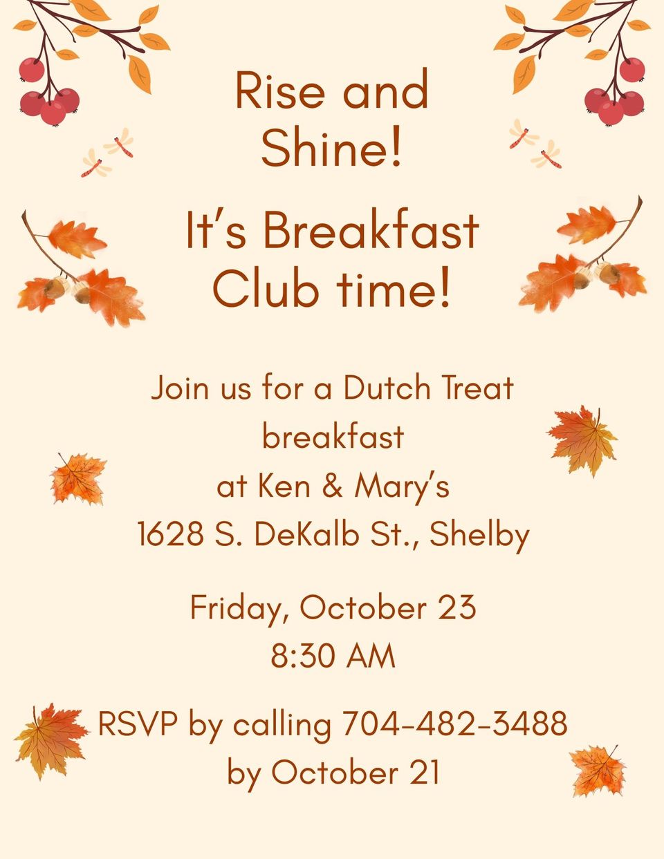 Poster breakfast club for oct. 2026