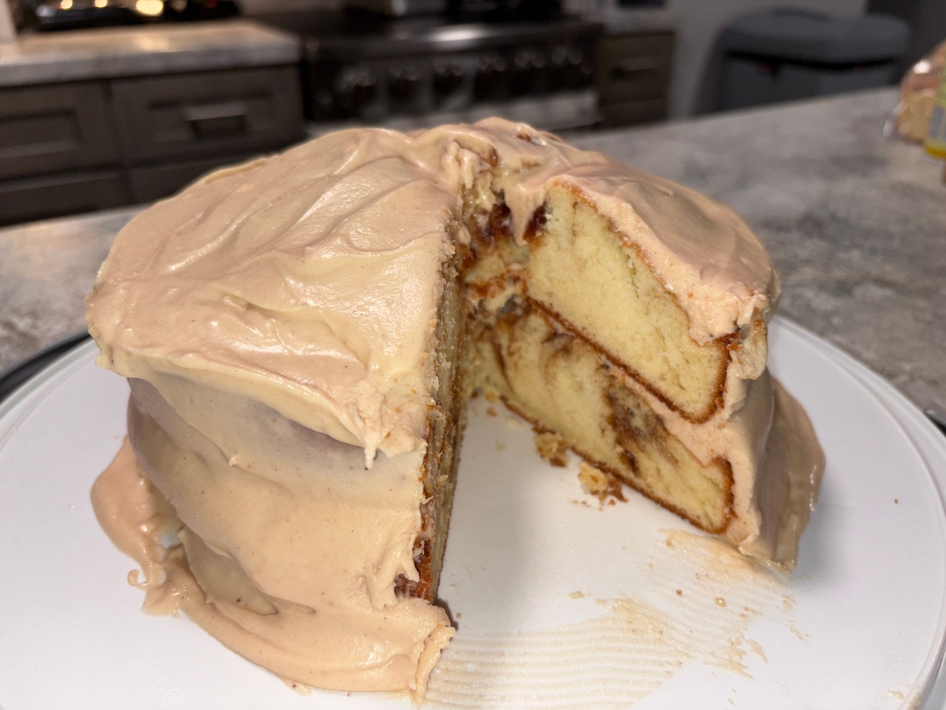 Swirling apple butter into cake batter