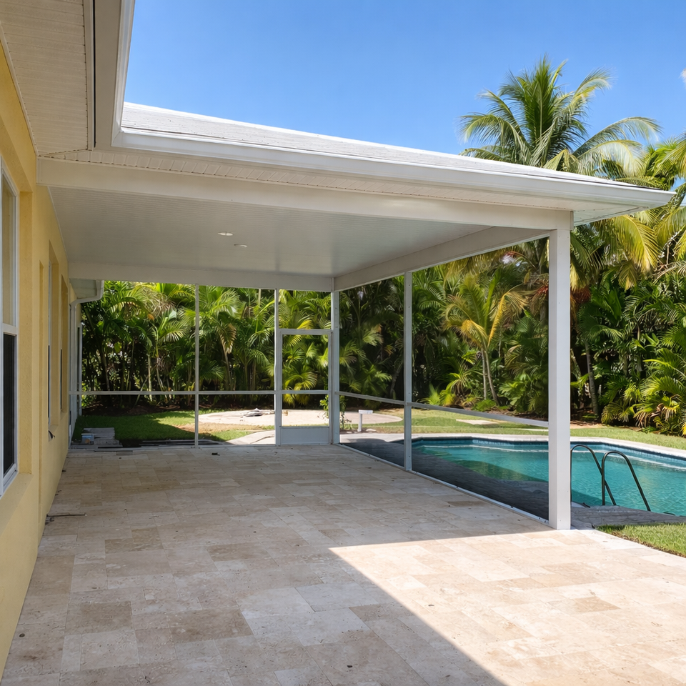 Portico and additions