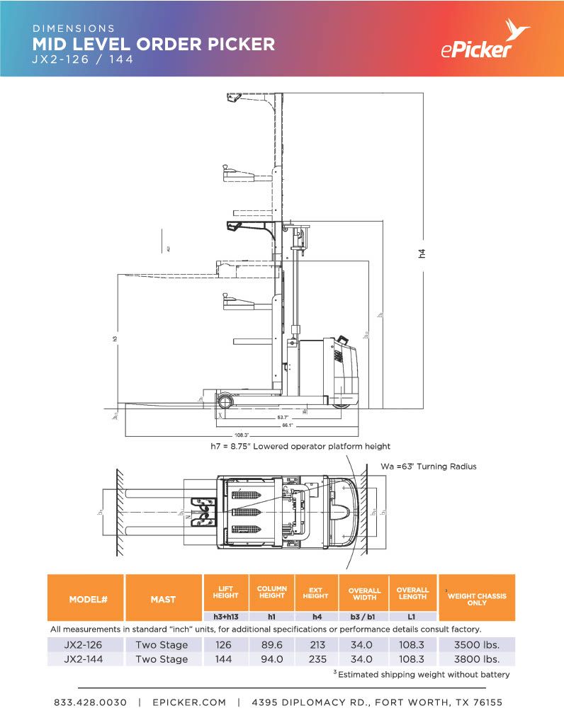 Mid level order picker jx2 126 part 21024 1