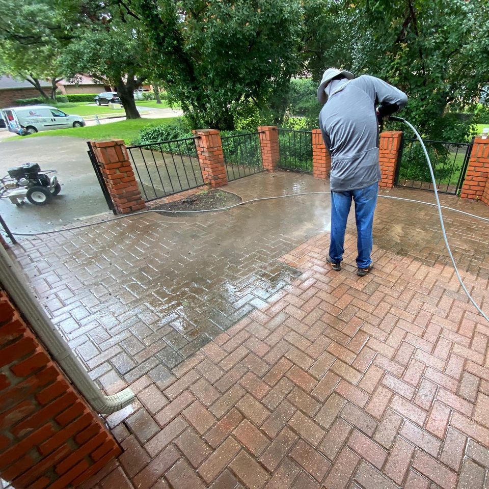 Zavala Power Washing at work cleaning patio in FL