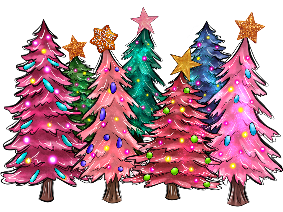Seasons   christmas christmas pink trees with lights