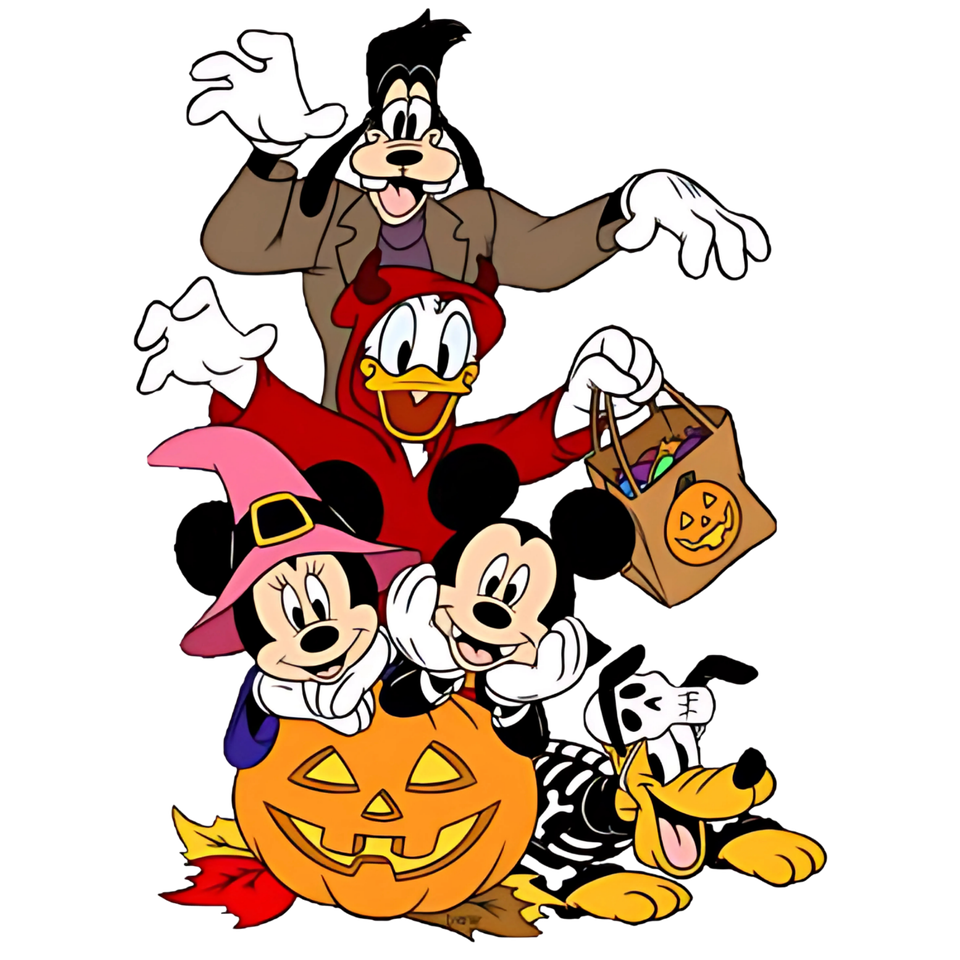 Bag   halloween trick or treat with minnie mickey goofy donald and pluto 