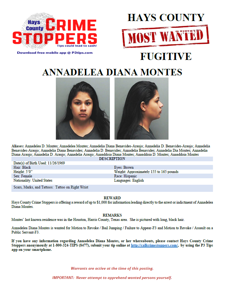 Montes most wanted poster