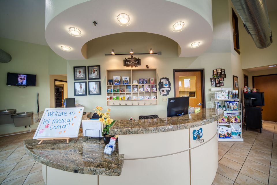 Reception area inside Pet Medical Center photographed for a Google virtual tour