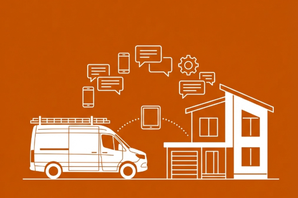 Work van in front of house