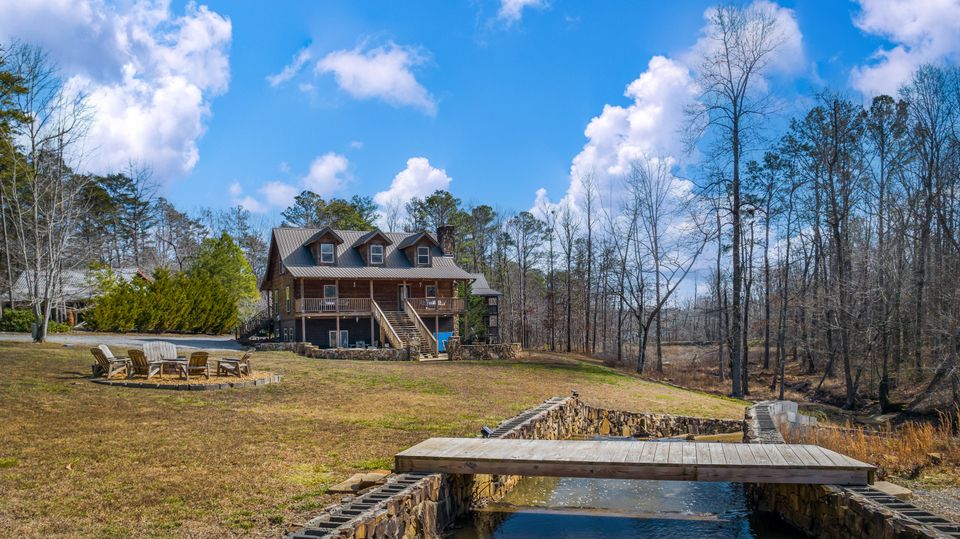 Spillway bridge looking at cabin view