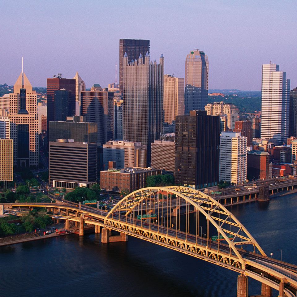 Downtown pittsburgh pennsylvania fort pitt bridge monongahela square