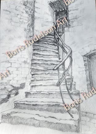 Pencil. Old Stairs