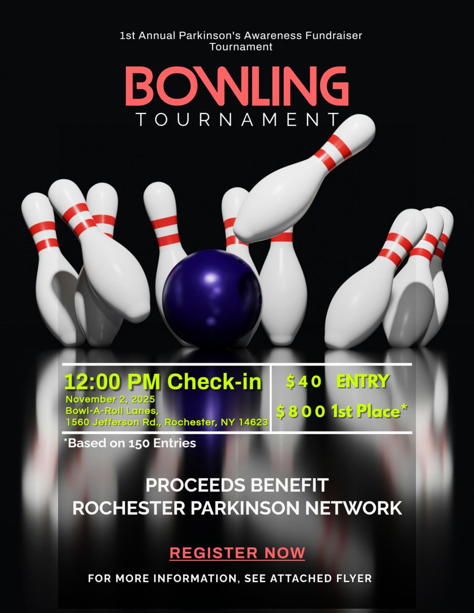 Pd awareness bowling tournament flyer