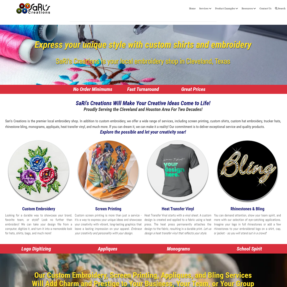 Saris creations website example 960px