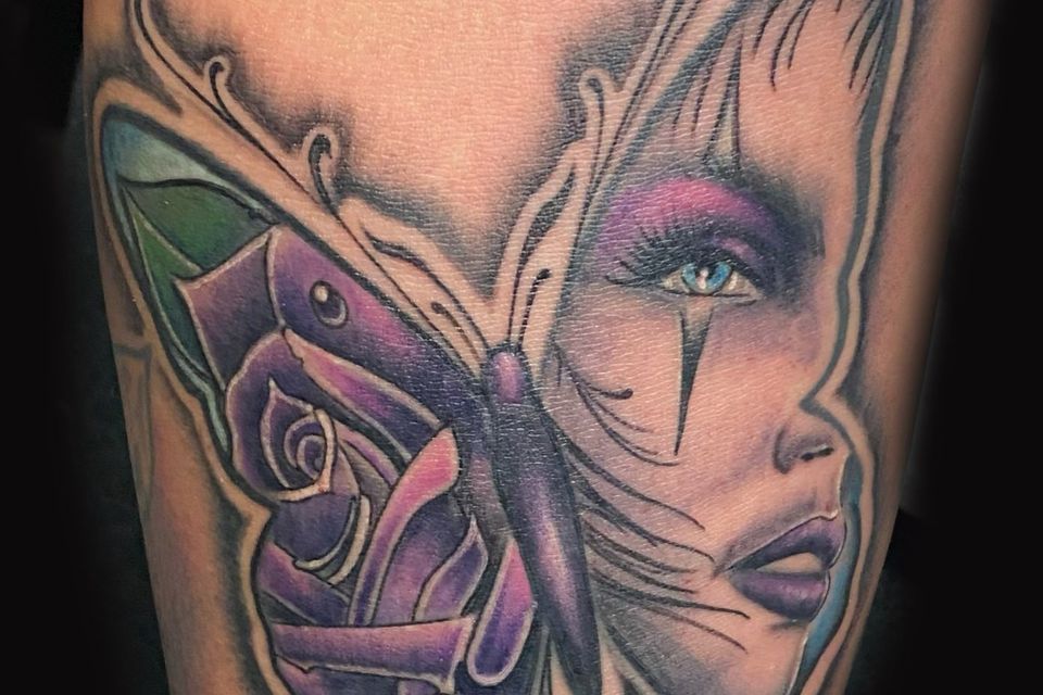 Josh rose face butterfly in progress