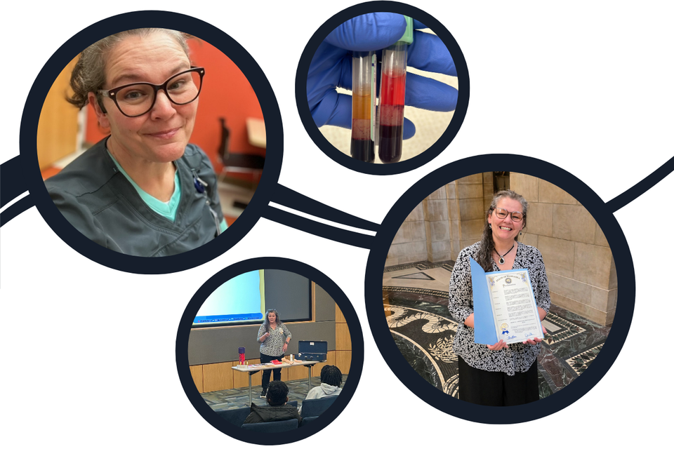 Mad science running header image blue