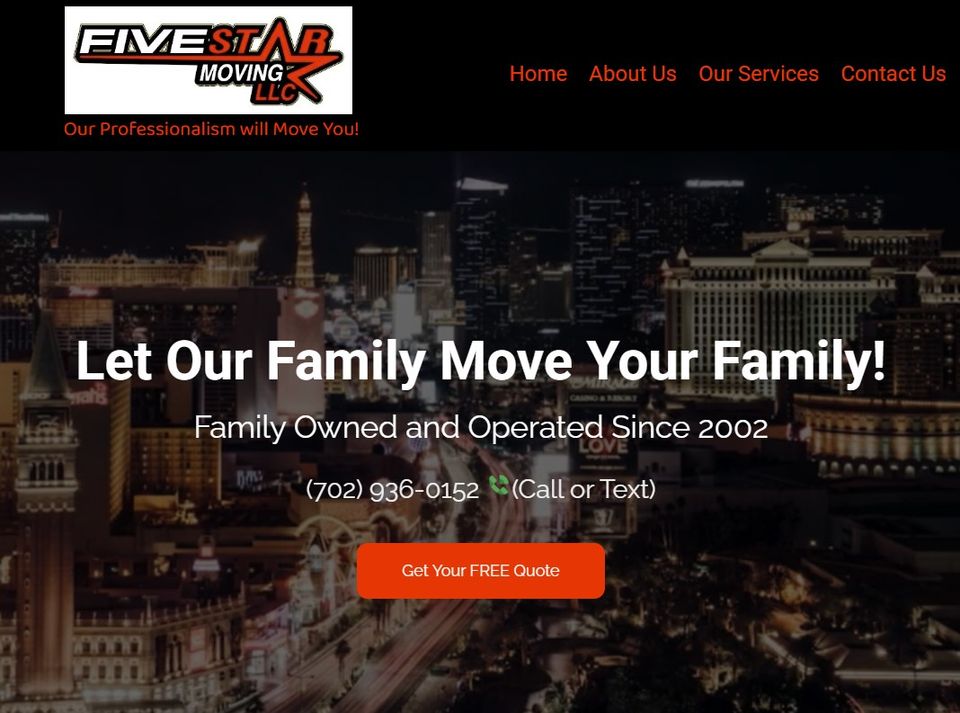 Vegas Valley Web Design | Five Star Moving | Las Vegas