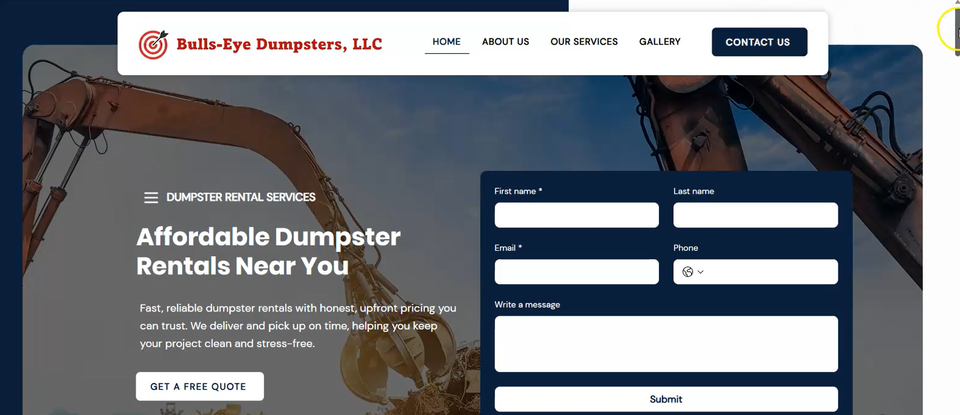 Bulls eye dumpster rental old website header