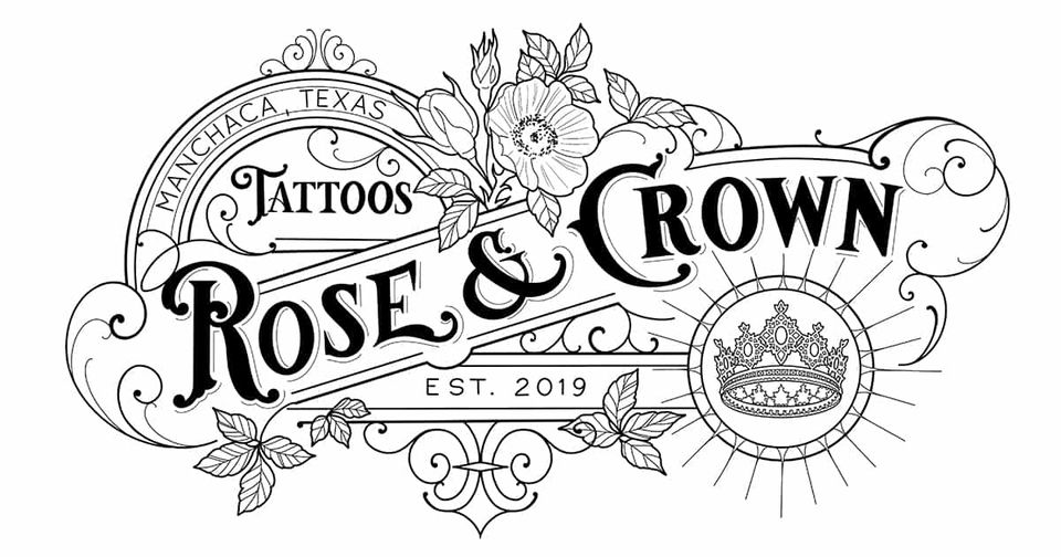 Rose and crown tattoos logo social share