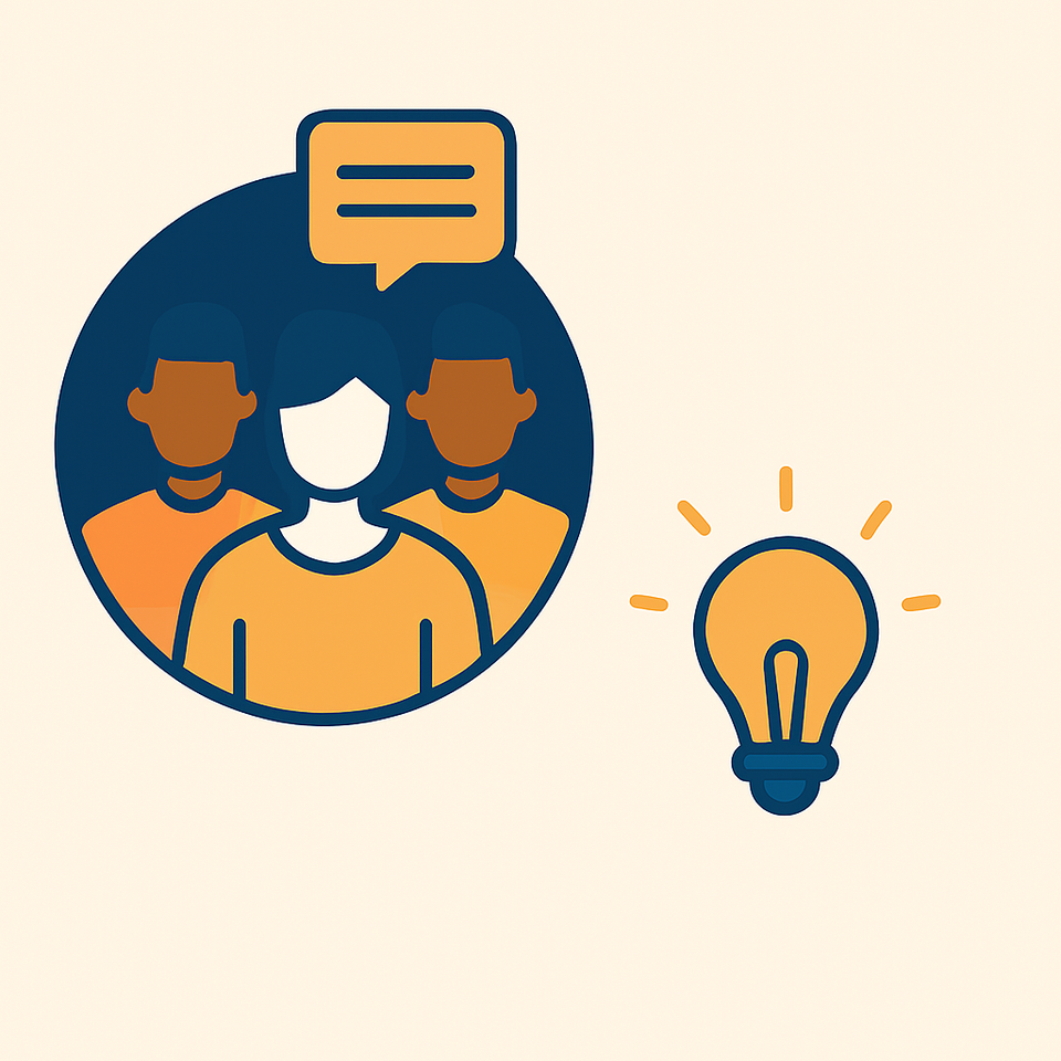 Group of people conversing with a light bulb to convey warmth  diversity  and connection