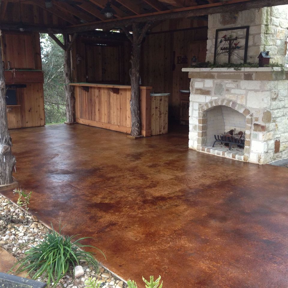 Scored and stained concrete patio