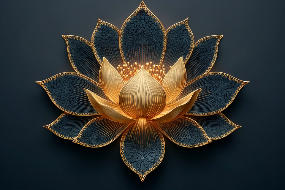 lotus flower in gold trim- KPCopy Wellness Services
