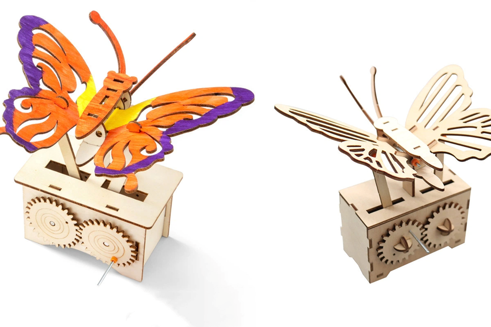 24. okyn g5451 educational diy electronic dancing butterfly wood craft kit for children's cognitive development (2 2)