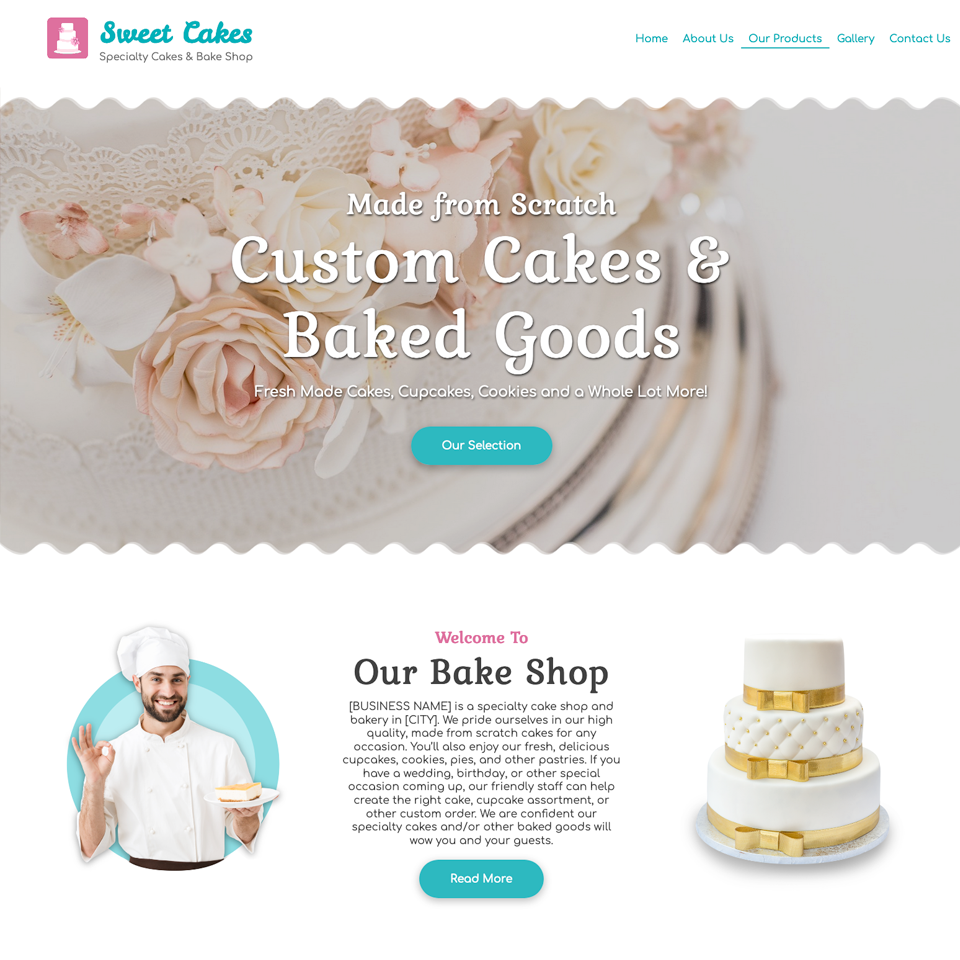 Bakery cake shop website theme