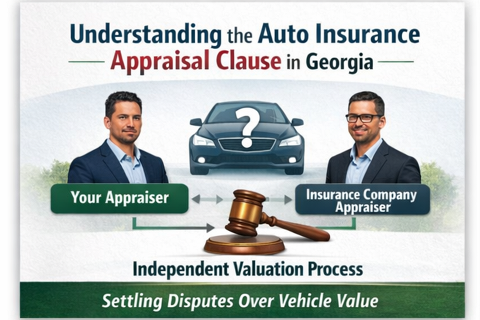 Auto insurance appraisal clause process showing independent appraisers resolving a vehicle valuation dispute in Georgia