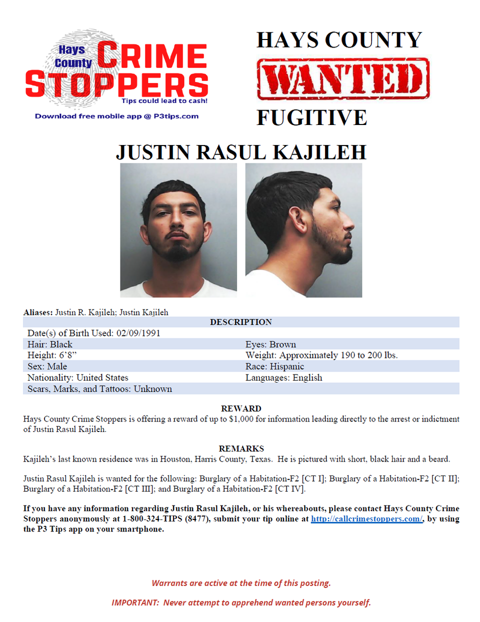 Kajileh wanted poster