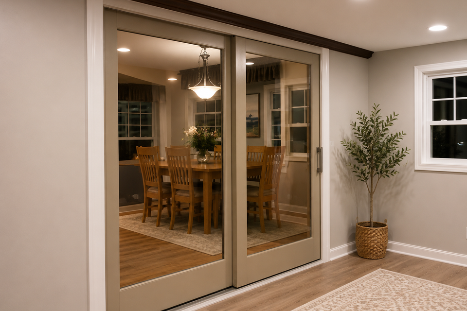Refinished sliding glass door painted by Simply Professional Painting in Parkesburg, PA.