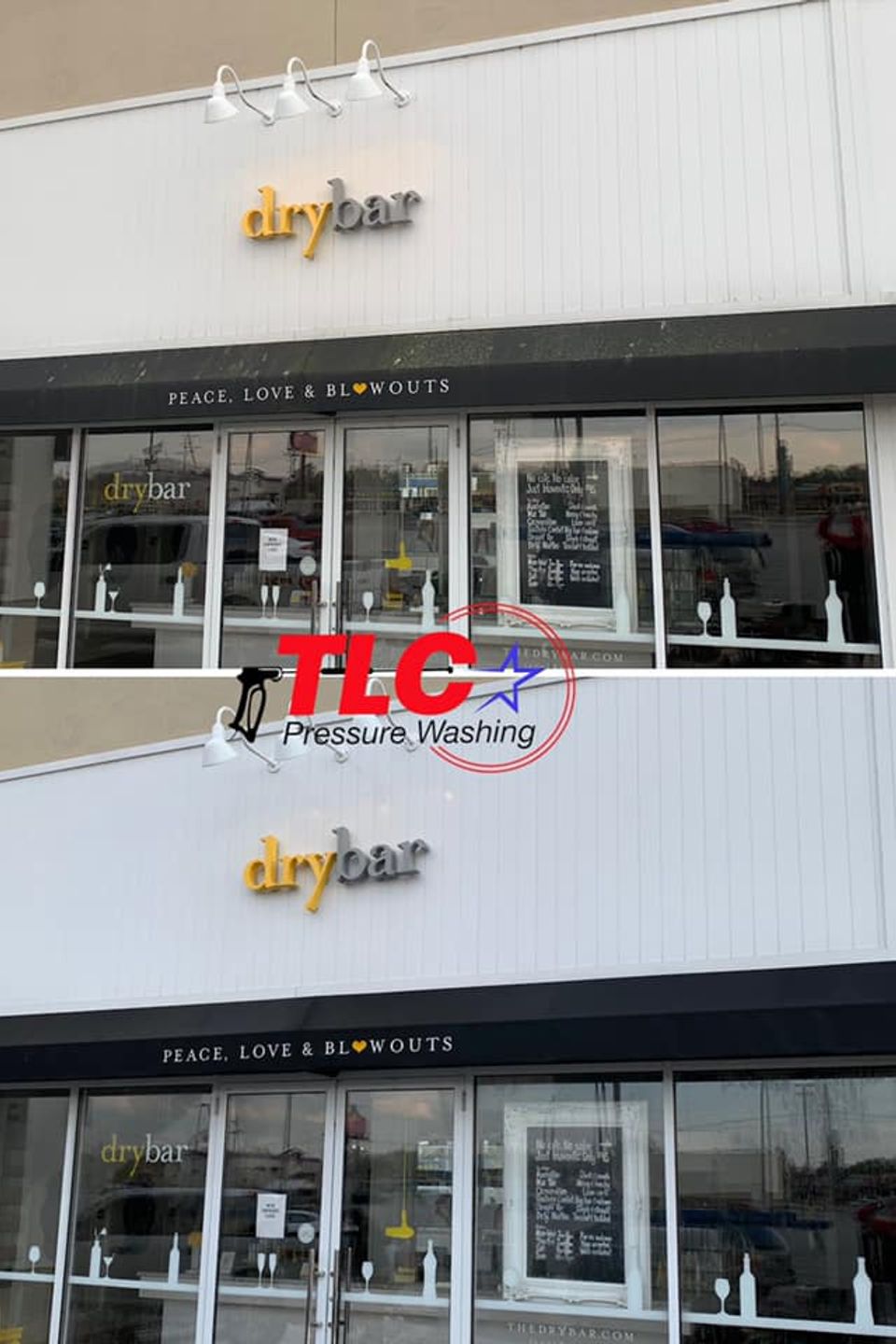 Commercial storefront pressure washing for retail businesses in Louisville, Kentucky.