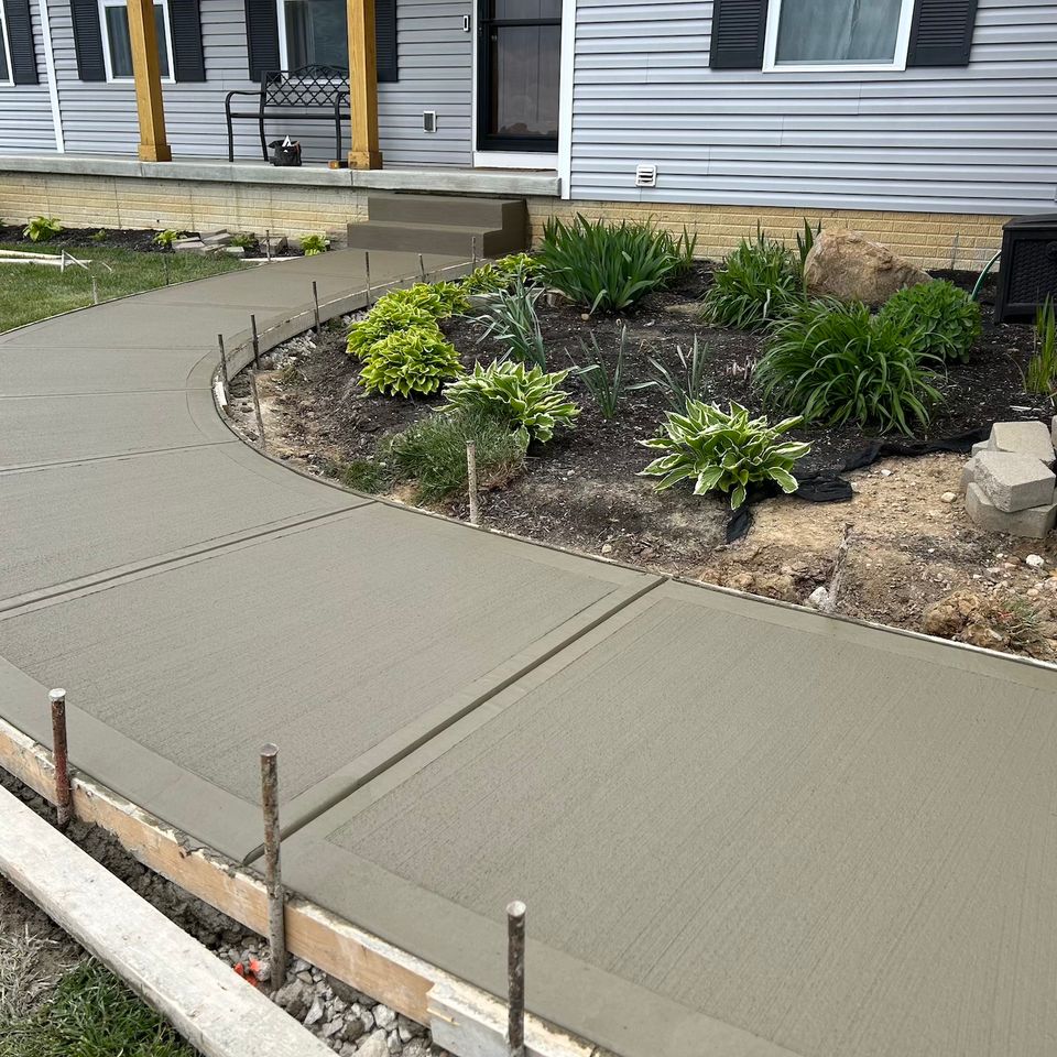 Concrete sidewalk residential