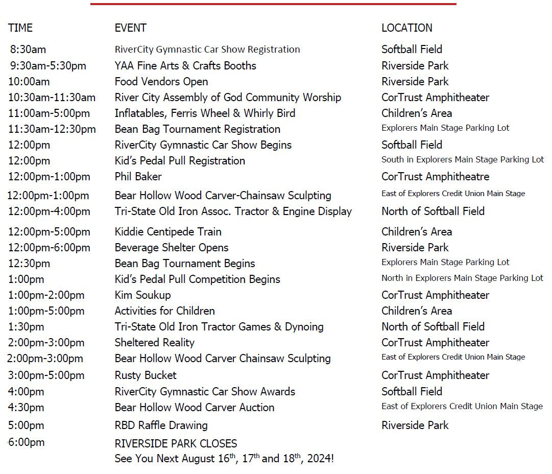 yankton riverboat days 2023 schedule