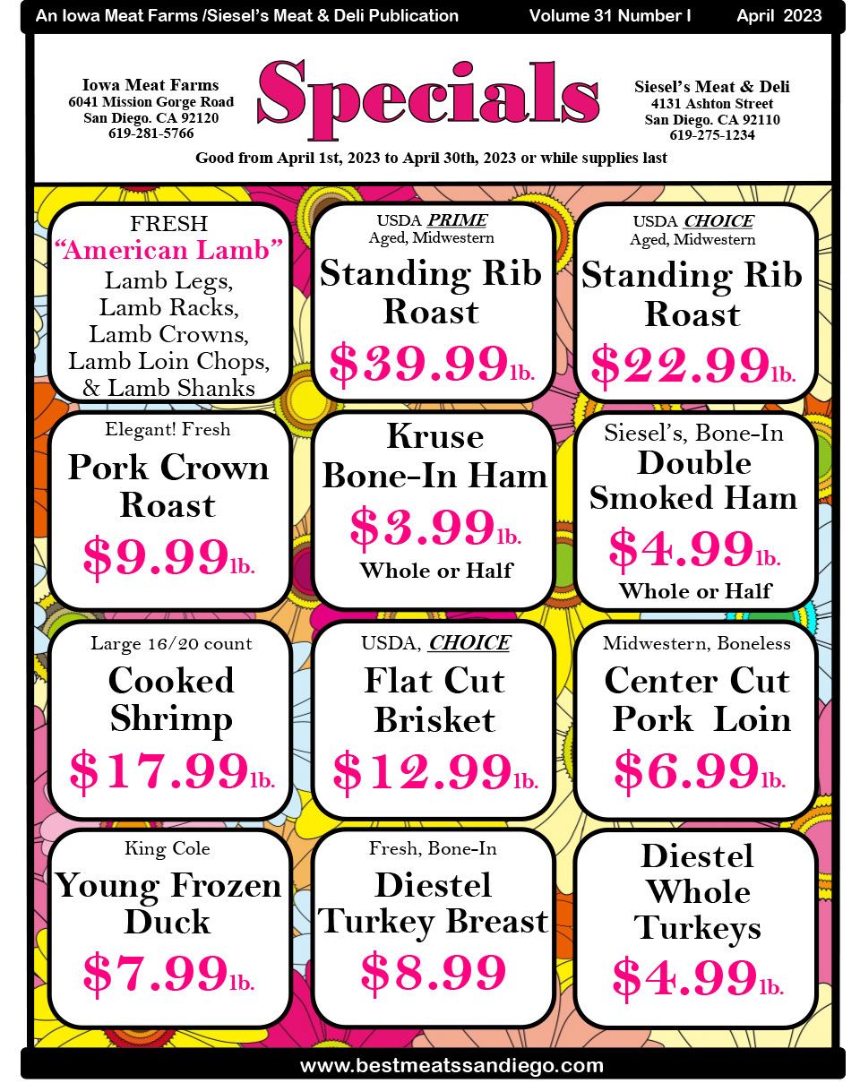 April 2023 specials