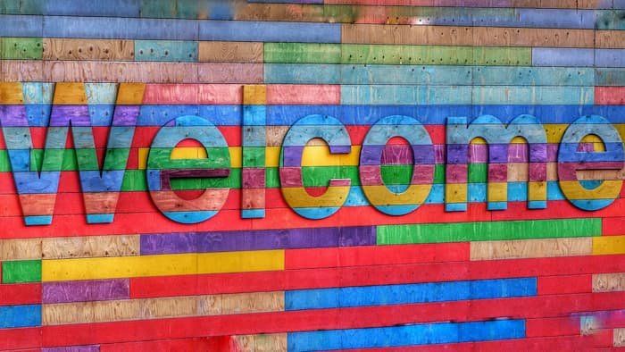 Rainbow welcome mat