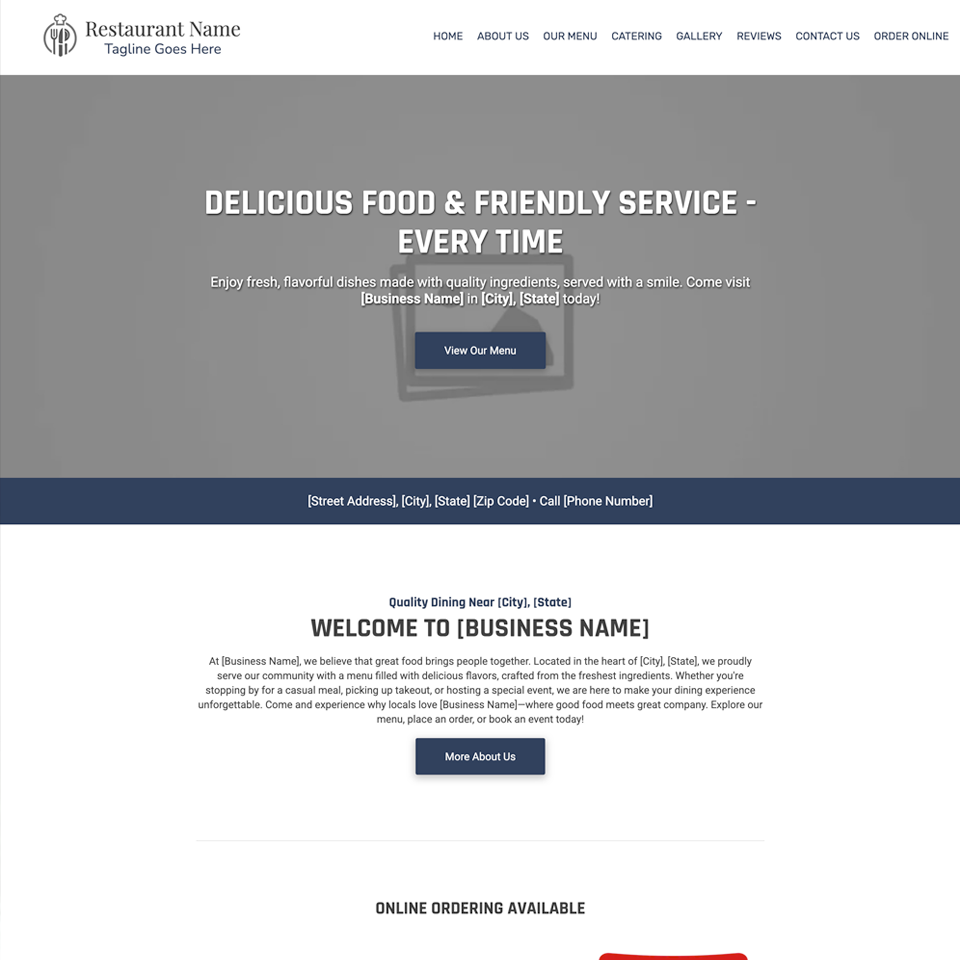 Restaurant blank canvas eat website design theme