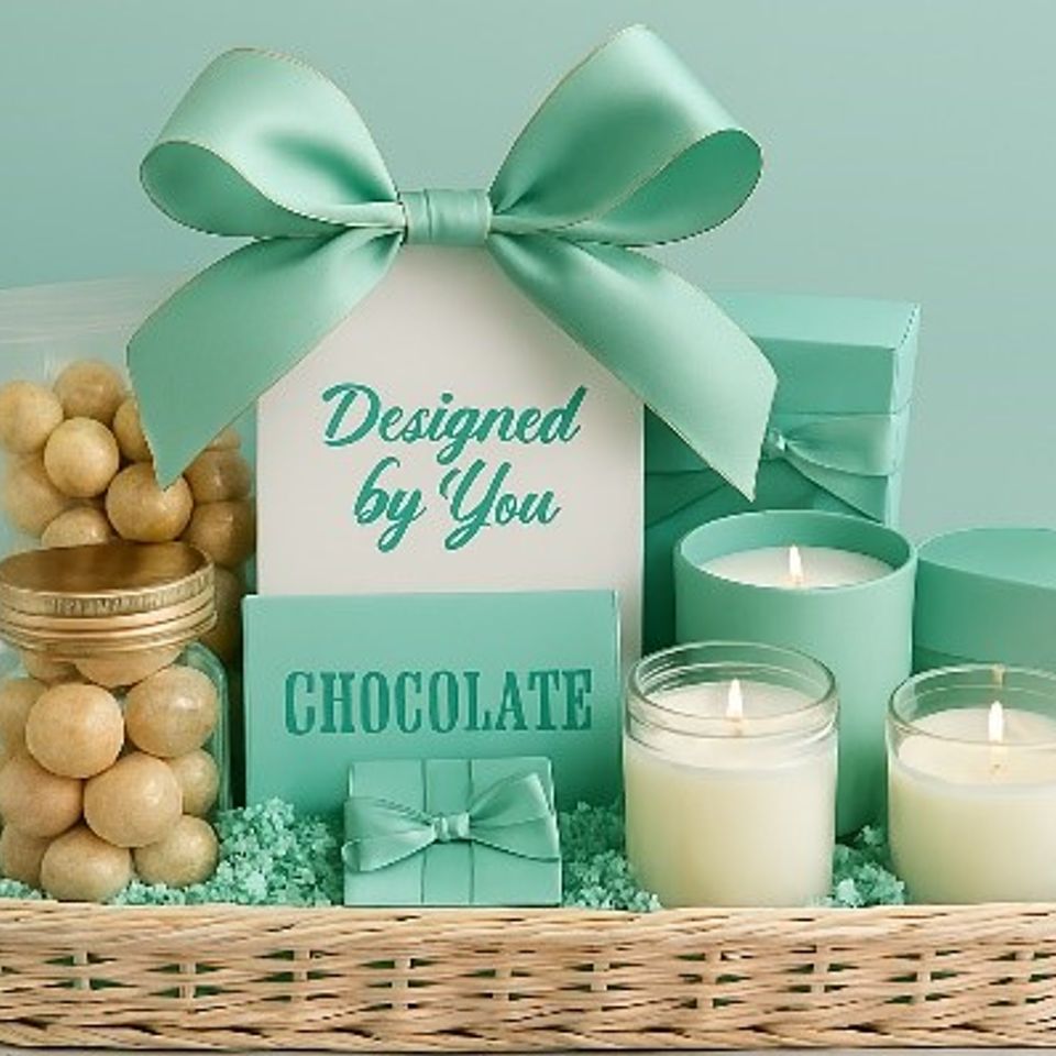 Gift basket in teal color