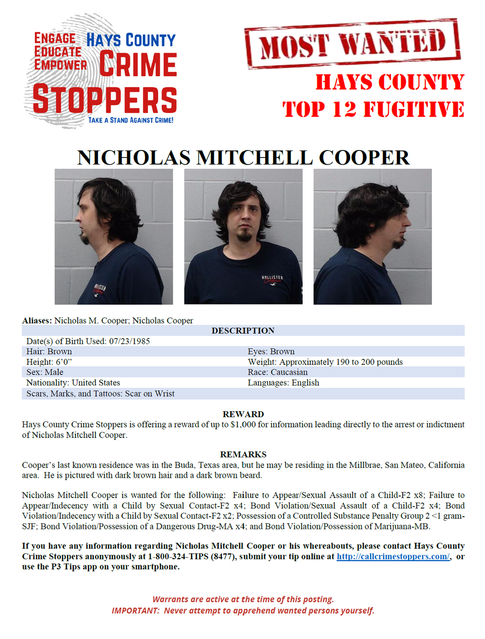 Cooper most wanted poster