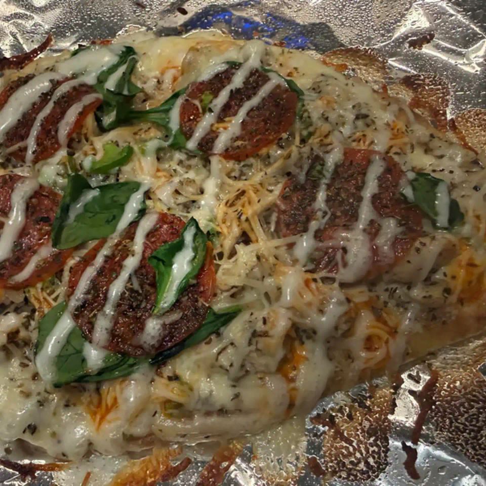 Cheese or pepperoni pizza on nann bread with 6 party wings any flavor