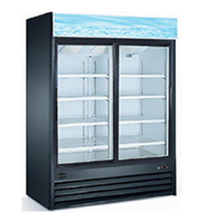 Commercial Restaurant Reach In Cooler Refrigerator or Freezer Display Merchandizer with Two Sliding Glass Doors