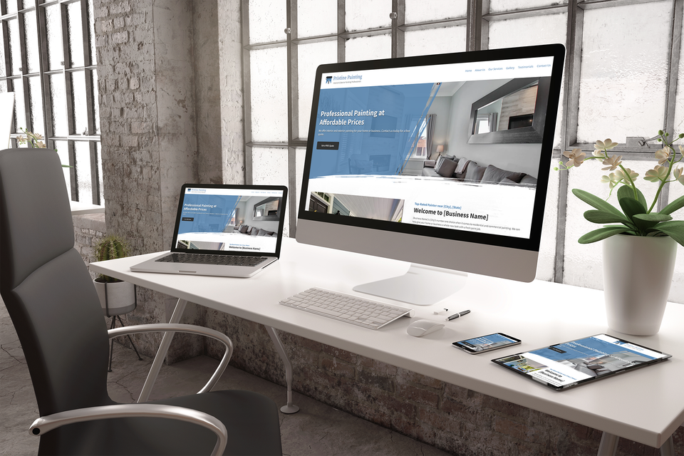 Professional service business website demo displayed on desktop and mobile devices