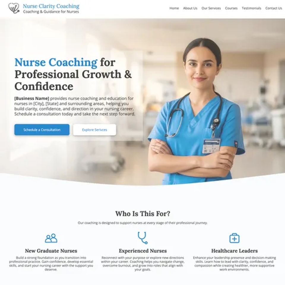 Nurse coaching website design theme original